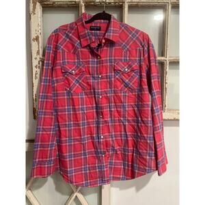 Pashartuk women’s size XL pearl snap flannel western shirt